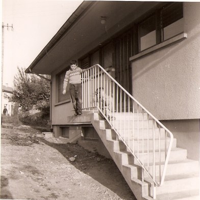 My middle brother Kevin with a French pal at our house in Ars